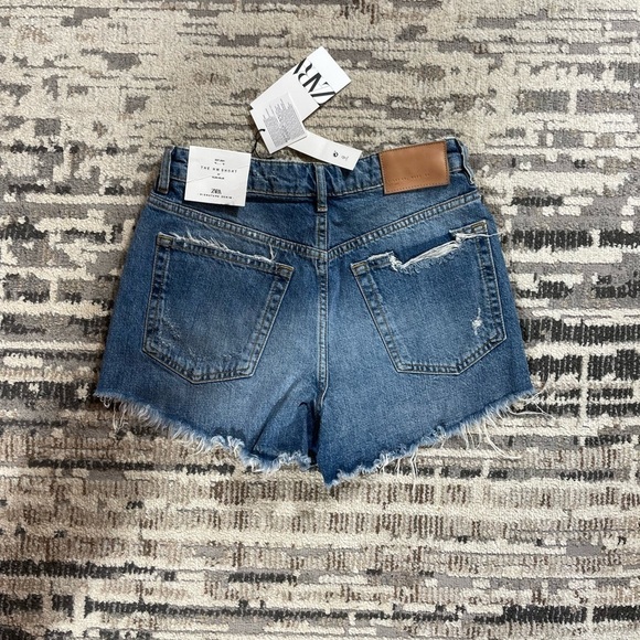 New Zara The HW Blue Jean Shorts In Alma Blue - Picture 5 of 10